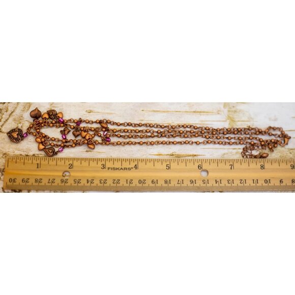 18 inch, Vintage Love Heart Charms Beautiful Multi Strand Necklace - B15 - Picture 3 of 3